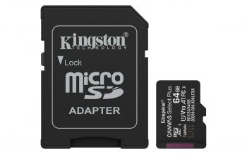Kingston Technology 64GB microSDXC Canvas Select Plus Gen3 100MBs A1 Adattatore SD incluso