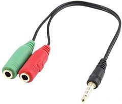 Cavo audio Jack 3.5 / M 4 pin - 2xJack 3.5 / F 3 pin, 0,15m